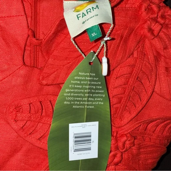 NWT FARMRIO Red 3d Flower Bodice Mini Dress Size XL. - Picture 8 of 9